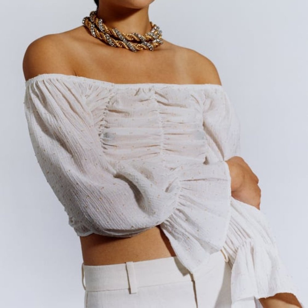 DOTTED MESH CROP TOP